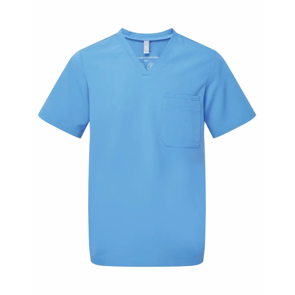 mens-scrubs-limitless-stretch-tunic-ceil-blue-front-NN200.webp