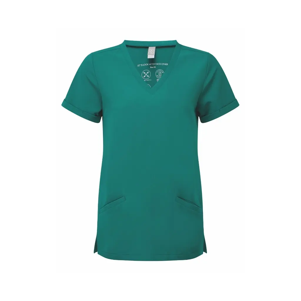 womens-scrubs-invincible-stretch-tunic-clean-green-front-NN310.webp