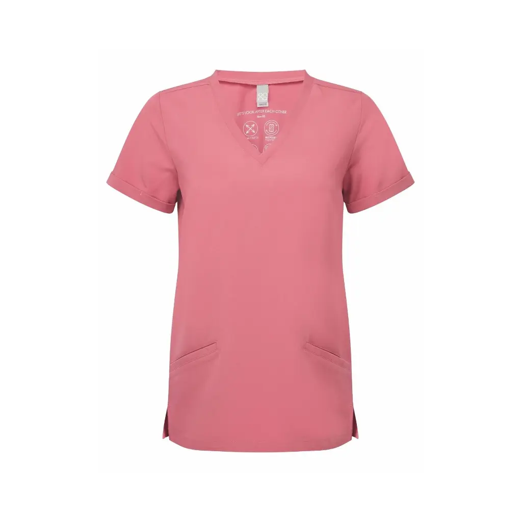 womens-scrubs-invincible-stretch-tunic-calm-pink-front-NN310.webp