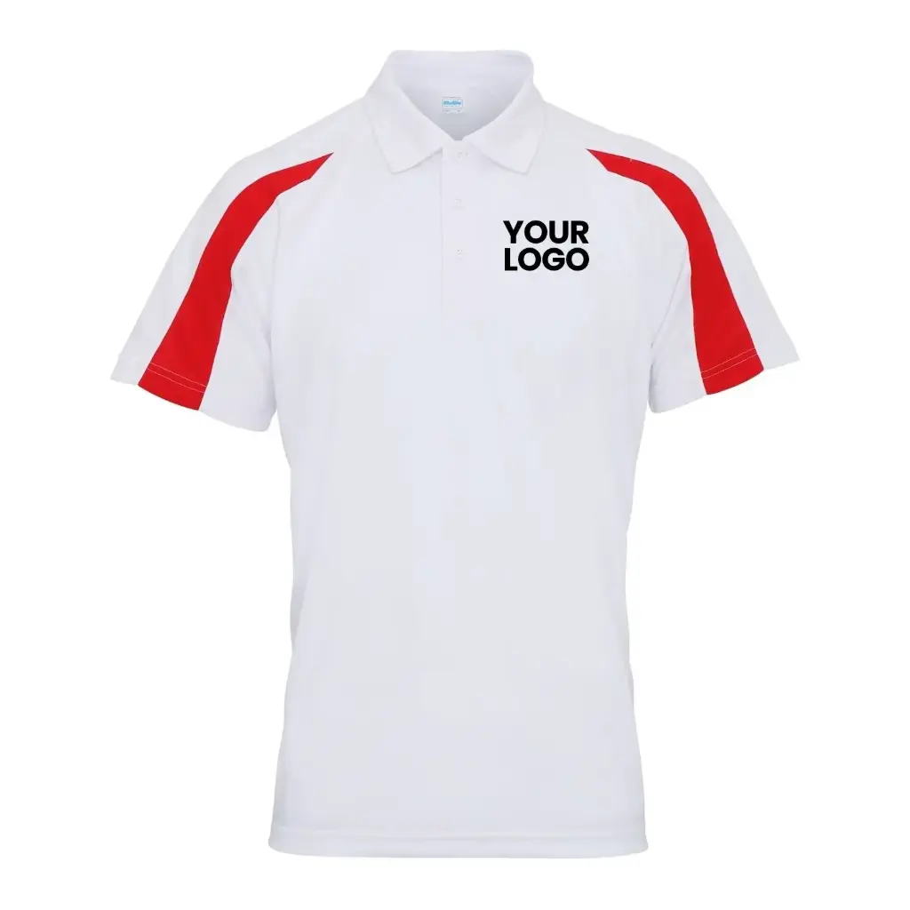 [JC043] Contrast Cool Polo (Arctic White/Fire Red, S)