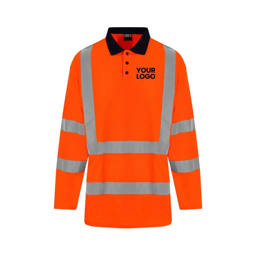 [RX715] High Visibility Long Sleeve Polo (HV Yellow/Navy, S)
