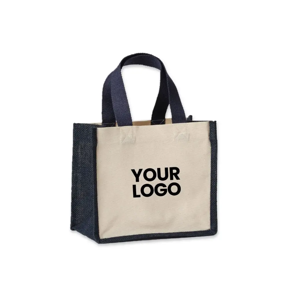 [RL201] Jute Canvas Panel Shopper (Natural/Black, S)