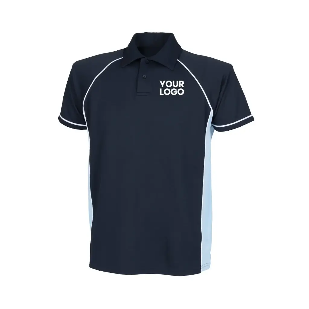 [LV372] Kids Piped Performance Polo (Navy/White, 7/8 Years)