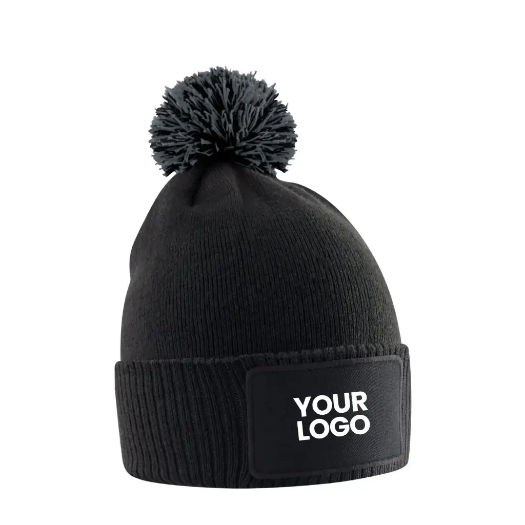 [B443B] Kids Snowstar Patch Beanie (Black/Bright Royal)