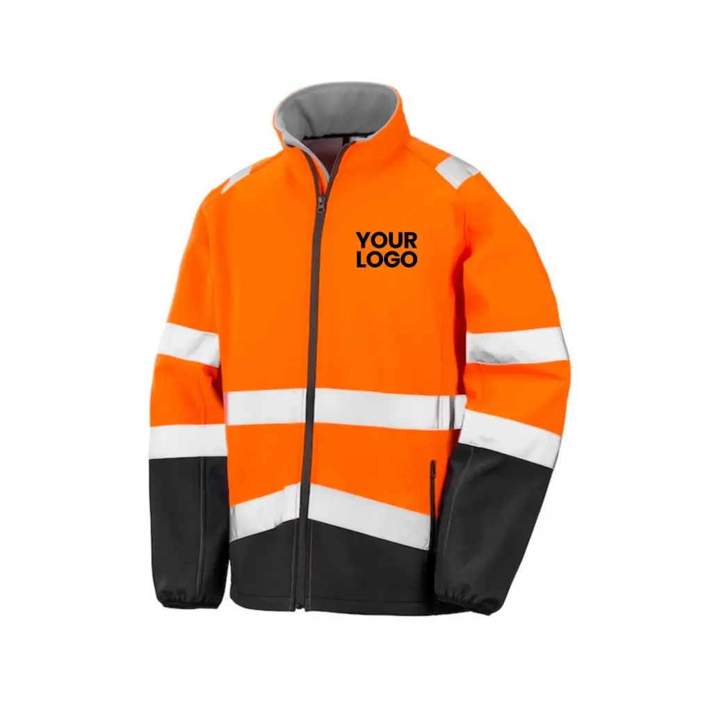 [R450X] Printable Safety Softshell Jacket (Fluorescent Orange/Black, S)