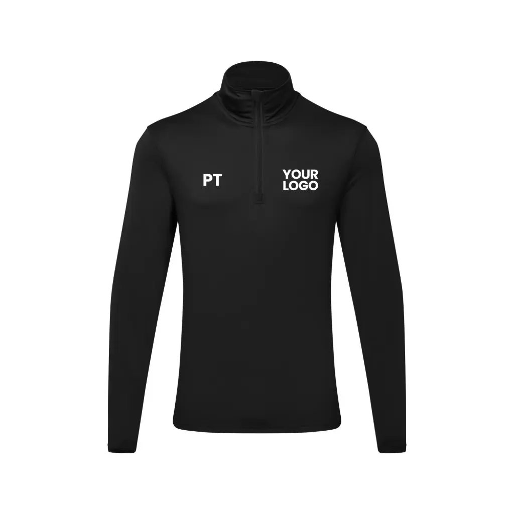 [TR111] Tridri® Recycled Long Sleeve Brushed Back ¼ Zip Top (Black/Red, S)