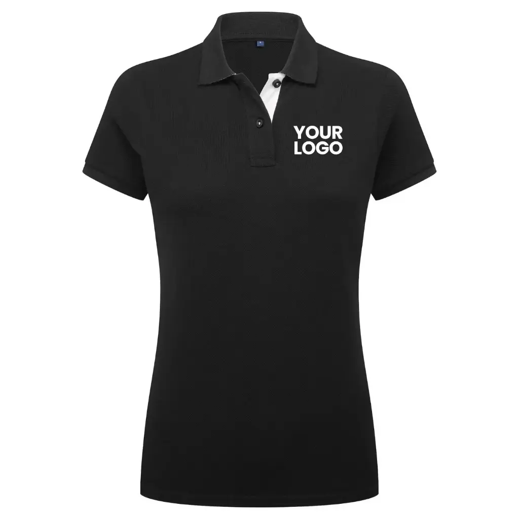 [AQ022] Women's Contrast Polo (Black/Red, XS)