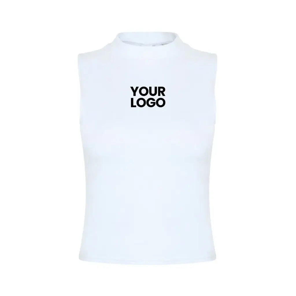 [SK170] Women's High Neck Crop Vest (Black, XS)