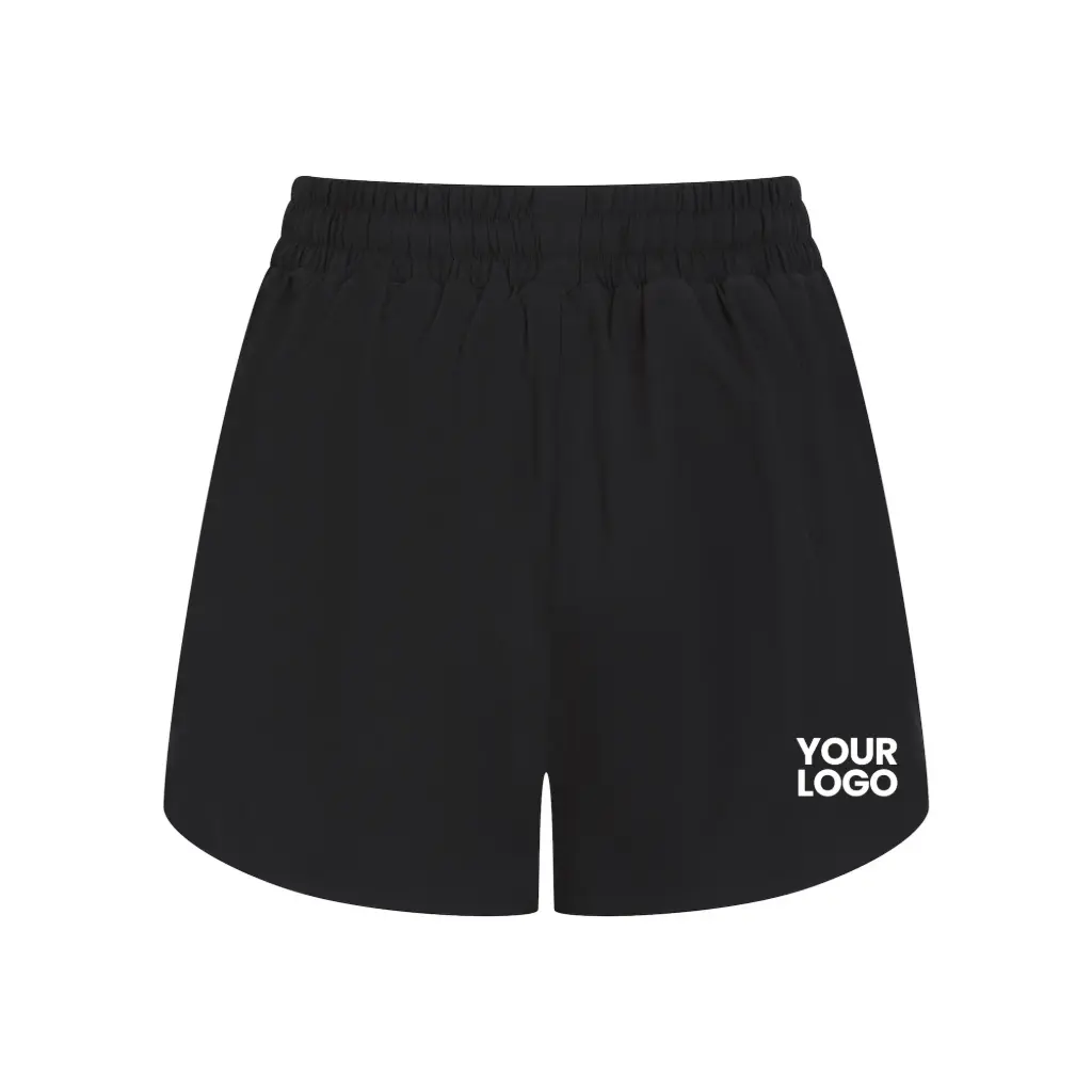 [TL616] Women’s Double-Layer Sports Shorts (Black/Black, XS)