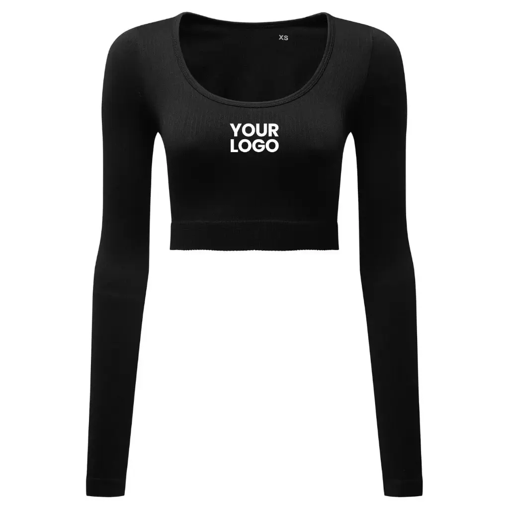 [TR224] Women’s Tridri® Ribbed Seamless '3D Fit' Crop Top (Black, XS)