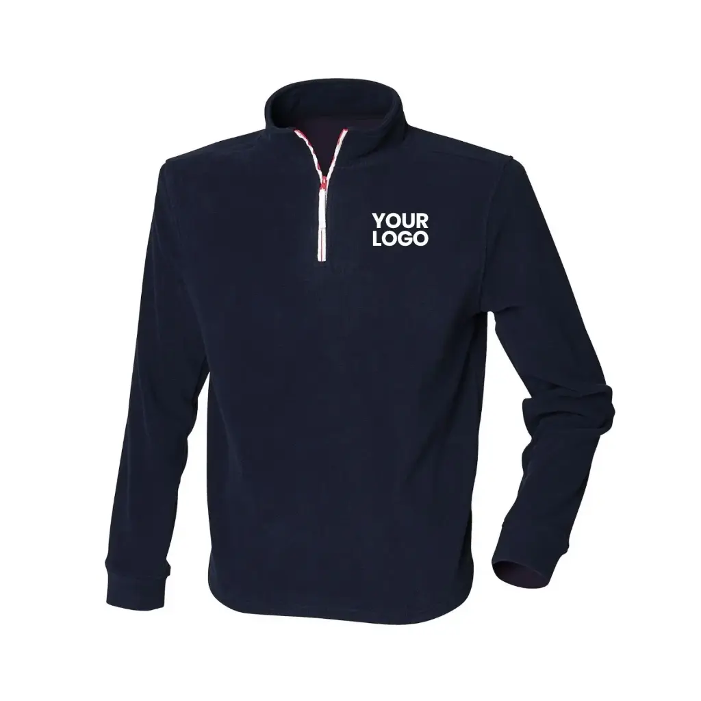 [LV570] ¼ Zip Long Sleeve Fleece Piped (Black/Red/White, XS)